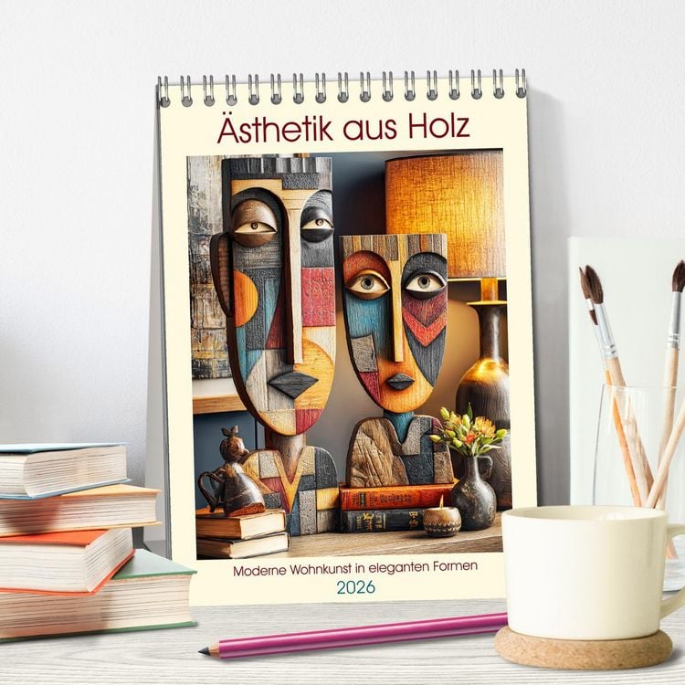 Produktbild: &Auml;sthetik aus Holz. Moderne Wohnkunst in eleganten Formen (Tischkalender 2026 DIN A5 hoch), CALVENDO Monatskalender