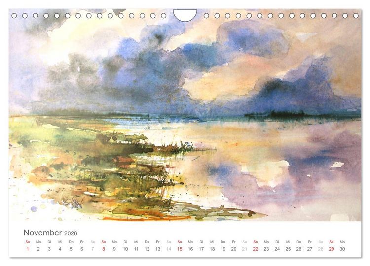 Produktbild: Faszination Aquarell - Eckard Funck (Wandkalender 2026 DIN A4 quer), CALVENDO Monatskalender