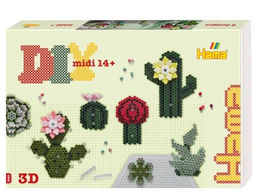 Produktbild: Hama 3622 - DIY Bügelperlen Midi 14+, Kakteen/Sukkulenten, Geschenkpackung, Motivvorlage Kakteen/Sukkulenten mit 3D Effekt, mit ca. 6.000 Bügelperlen