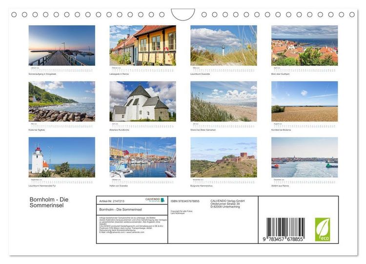 Produktbild: Bornholm - Die Sommerinsel (Wandkalender 2026 DIN A4 quer), CALVENDO Monatskalender