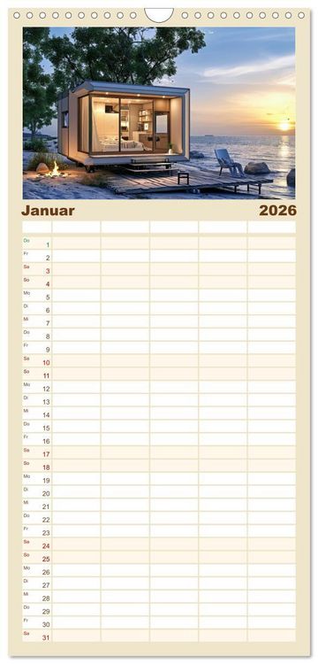Produktbild: Familienplaner 2026 - Tiny Houses - wohnen auf kleinstem Raum mit 5 Spalten (Wandkalender, 21 x 45 cm) CALVENDO