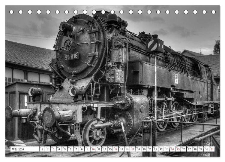Produktbild: Unter Dampf - Eisenbahnromantik in schwarz-wei&szlig; (Tischkalender 2026 DIN A5 quer), CALVENDO Monatskalender