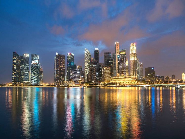 Produktbild: CALVENDO Puzzle Singapur Skyline | 1000 Teile Lege-Gr&ouml;&szlig;e 64x48cm Foto-Puzzle f&uuml;r gl&uuml;ckliche Stunden