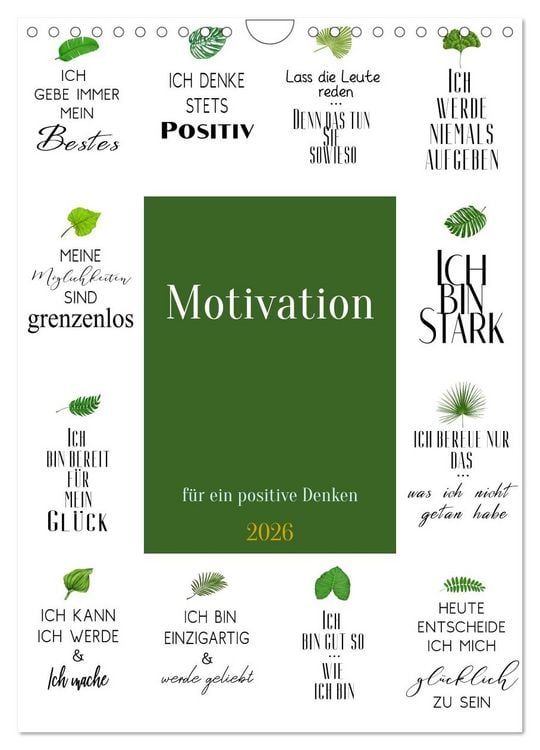 Produktbild: Motivation (Wandkalender 2026 DIN A4 hoch), CALVENDO Monatskalender