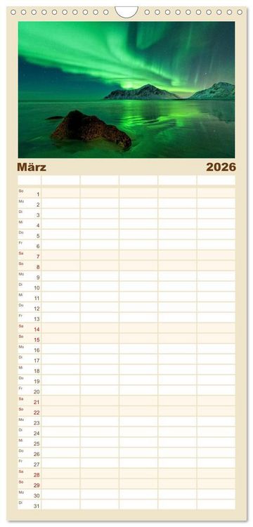 Produktbild: Familienplaner 2026 - Norwegen mit 5 Spalten (Wandkalender, 21 x 45 cm) CALVENDO