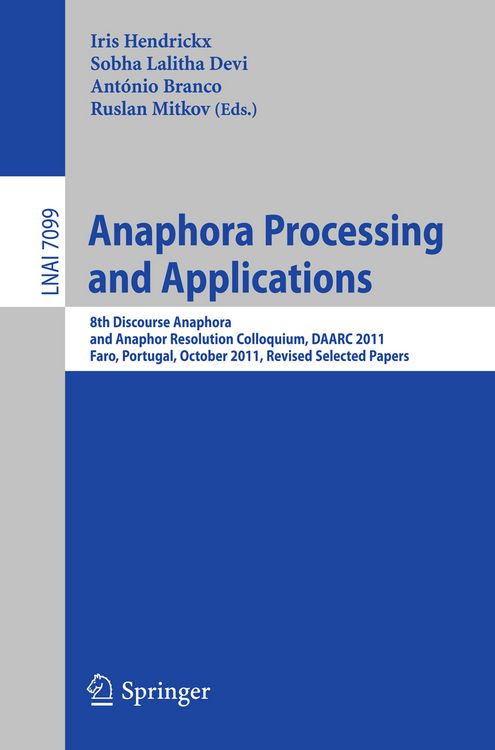 Produktbild: Anaphora Processing and Applications