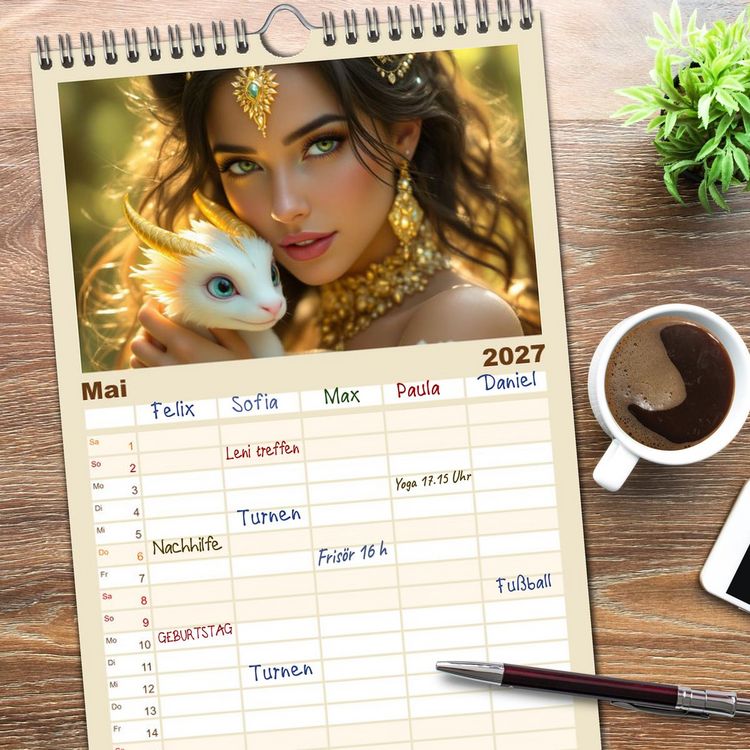 Produktbild: Familienplaner 2027 - Wilde Seelen mit 5 Spalten (Wandkalender, 21 x 45 cm) CALVENDO