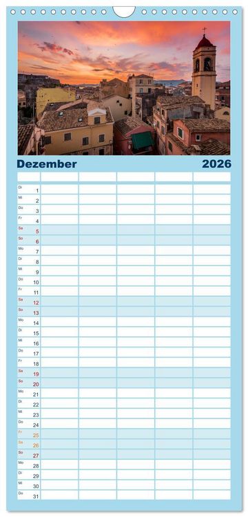 Produktbild: Familienplaner 2026 - Korfu - Gr&uuml;ne Insel im Ionischen Meer mit 5 Spalten (Wandkalender, 21 x 45 cm) CALVENDO