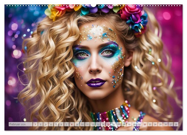 Produktbild: Farben der Weiblichkeit - Kunstvolle KI Portraits (hochwertiger Premium Wandkalender 2026 DIN A2 quer), Kunstdruck in Hochglanz