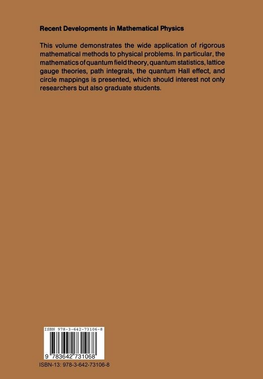 Produktbild: Recent Developments in Mathematical Physics