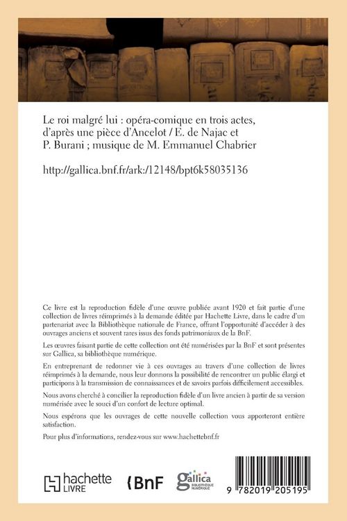 Produktbild: Le roi malgr&eacute; lui, op&eacute;ra-comique en trois actes, d'apr&egrave;s une pi&egrave;ce d'Ancelot