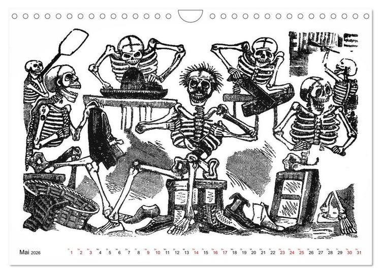 Produktbild: Calaveras - Totenk&ouml;pfe und Skelette (Wandkalender 2026 DIN A4 quer), CALVENDO Monatskalender