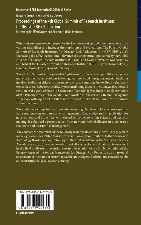 Produktbild: Proceedings of the 4th Global Summit of Research Institutes for Disaster Risk Reduction