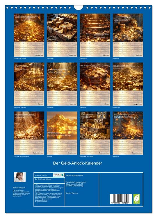 Produktbild: Der Geld-Anlock-Kalender (Wandkalender 2026 DIN A3 hoch), CALVENDO Monatskalender