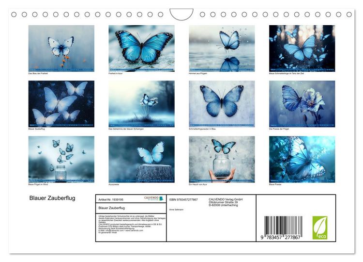 Produktbild: Blauer Zauberflug (Wandkalender 2026 DIN A4 quer), CALVENDO Monatskalender