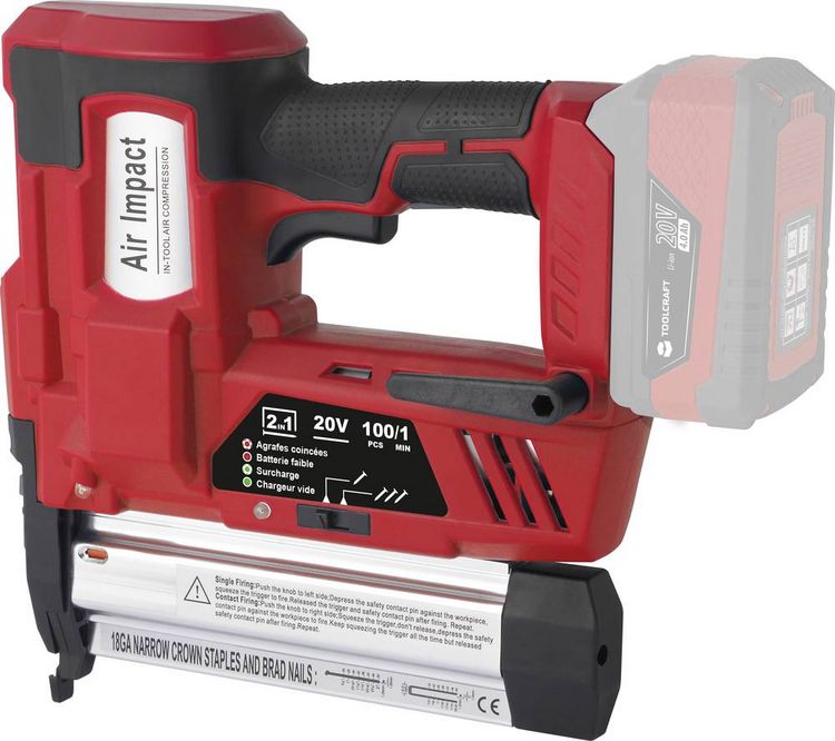 Produktbild: TOOLCRAFT TO-7427298 Akku-Nagler inkl. Akku-Lampe, ohne Akku, ohne Ladeger&auml;t