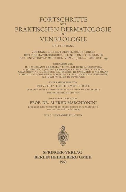 Produktbild: Vortr&auml;ge des III. Fortbildungskurses der Dermatologischen Klinik und Poliklinik der Universit&auml;t M&uuml;nchen vom 27. Juli - 1. August 1959