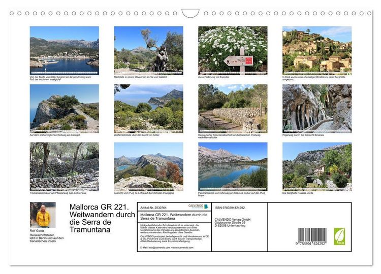 Produktbild: Mallorca GR 221. Weitwandern durch die Serra de Tramuntana (Wandkalender 2027 DIN A3 quer), CALVENDO Monatskalender