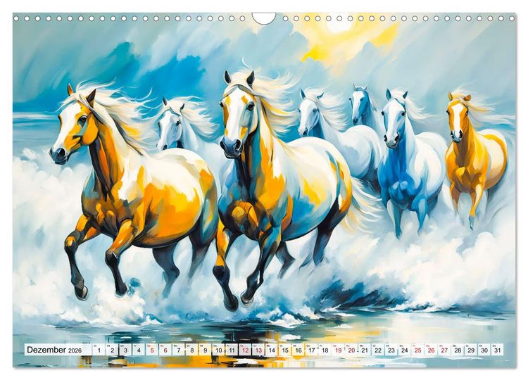 Produktbild: Jahr des Pferdes - Der unbez&auml;hmbare Geist der Pferde (Wandkalender 2026 DIN A3 quer), CALVENDO Monatskalender