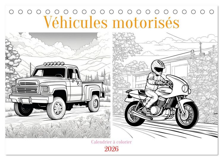Produktbild: V&eacute;hicules motoris&eacute;s (Calendrier de bureau 2026 DIN A5 vertical), CALVENDO calendrier mensuel