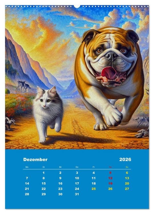 Produktbild: Abenteuer mit Micki und Bullig! (Wandkalender 2026 DIN A2 hoch), CALVENDO Monatskalender