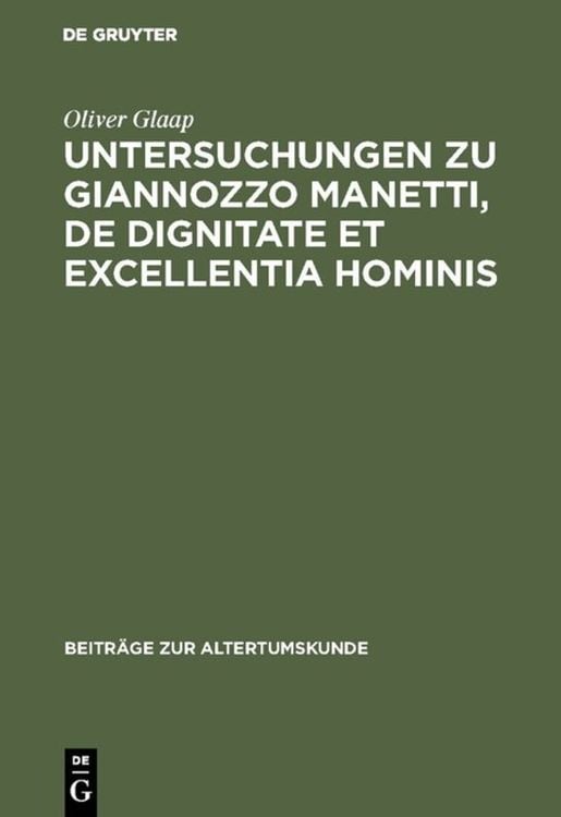 Produktbild: Untersuchungen zu Giannozzo Manetti, De dignitate et excellentia hominis