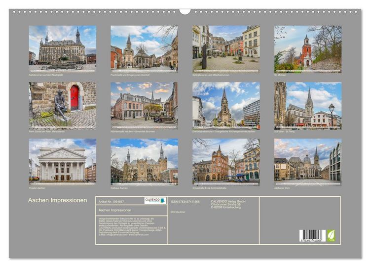 Produktbild: Aachen Impressionen (Wandkalender 2026 DIN A2 quer), CALVENDO Monatskalender