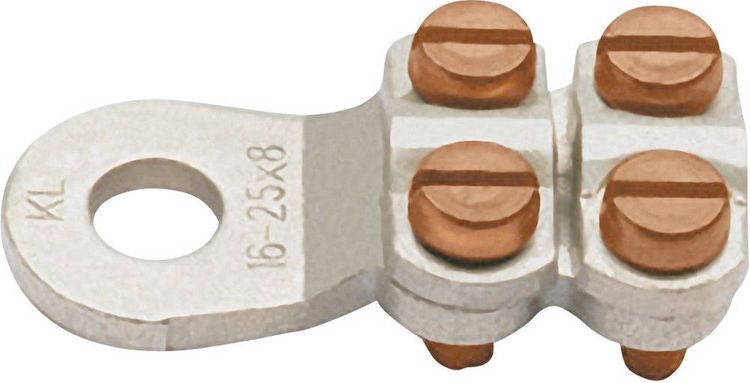 Produktbild: Klauke 585R8 Ringkabelschuh 4 Schrauben Querschnitt (max.)=35 mm&sup2; Loch-&Oslash;=8.5 mm Unisoliert Metall 1 St.