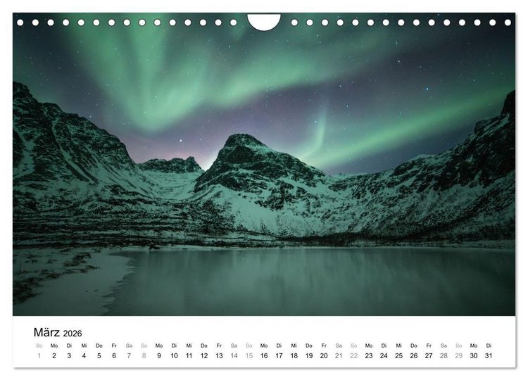 Produktbild: Nordlichter - Farbenspiel am arktischen Nachthimmel (Wandkalender 2026 DIN A4 quer), CALVENDO Monatskalender