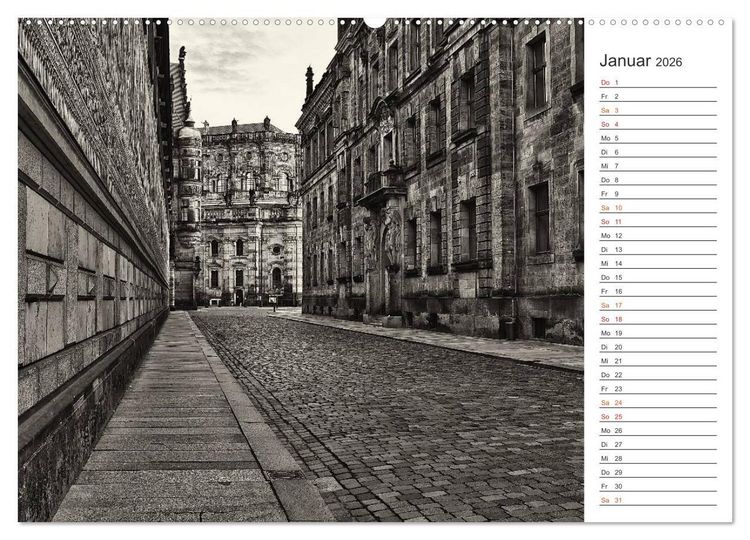 Produktbild: Dresden Schwarz-Wei&szlig; (Wandkalender 2026 DIN A2 quer), CALVENDO Monatskalender
