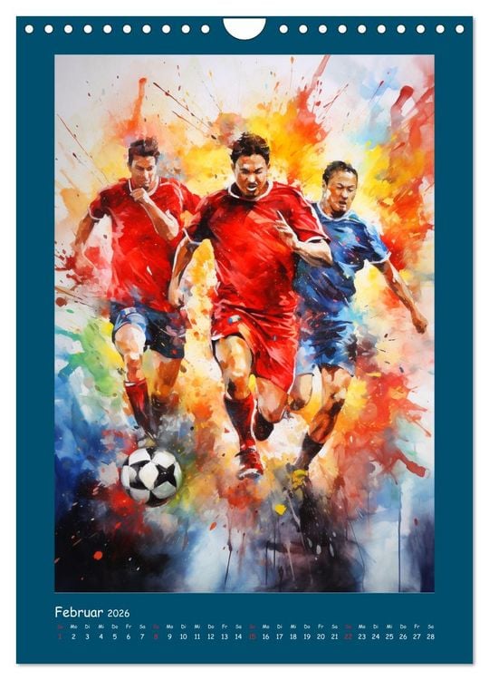 Produktbild: Leidenschaft Fussball. Stadionstimmung im Aquarellstil (Wandkalender 2026 DIN A4 hoch), CALVENDO Monatskalender