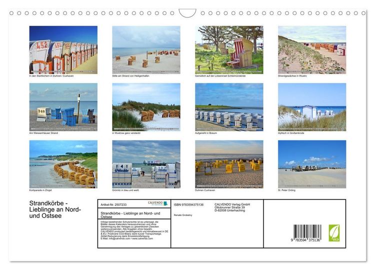 Produktbild: Strandk&ouml;rbe - Lieblinge an Nord- und Ostsee (Wandkalender 2027 DIN A3 quer), CALVENDO Monatskalender