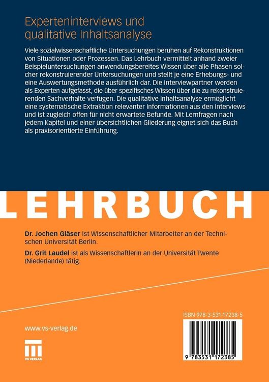 Produktbild: Experteninterviews und qualitative Inhaltsanalyse