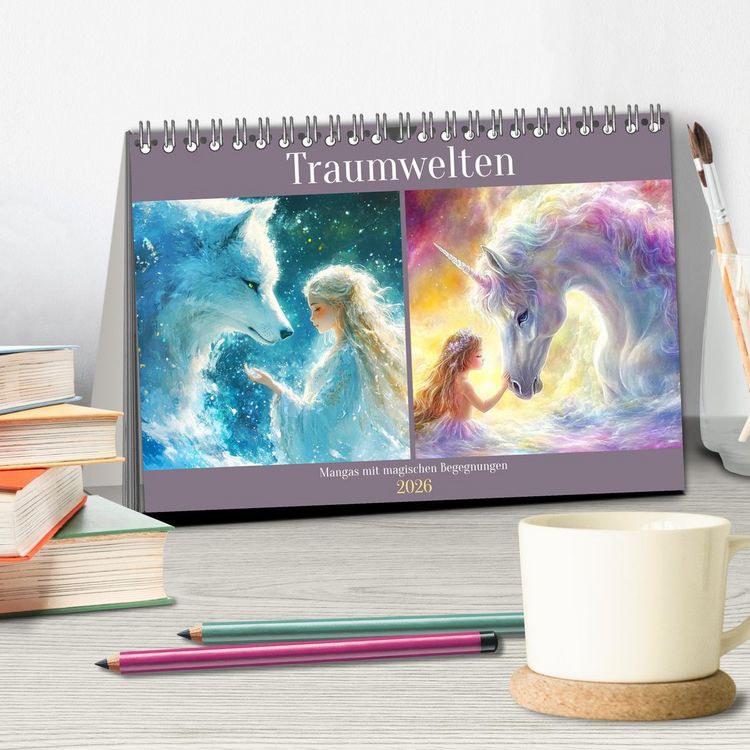 Produktbild: Traumwelten. Mangas mit magischen Begegnungen (Tischkalender 2026 DIN A5 quer), CALVENDO Monatskalender