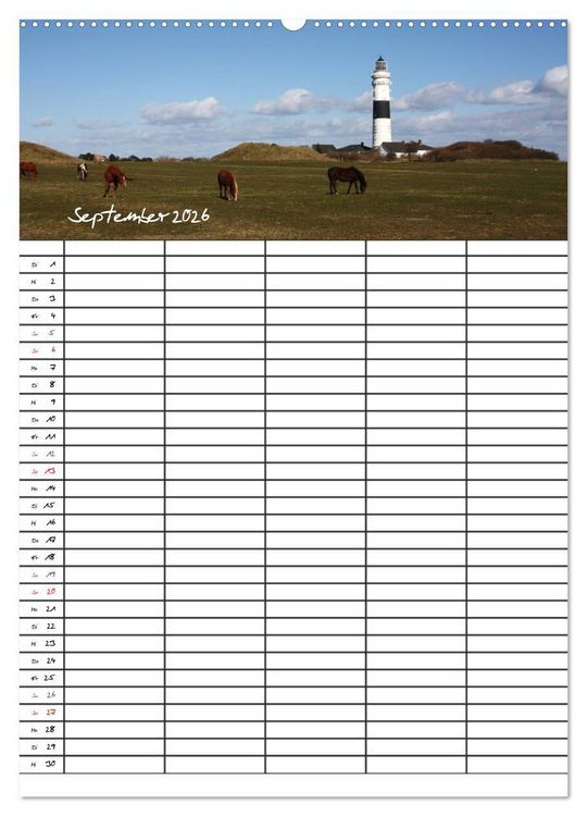 Produktbild: Familienplaner - Sylt (Wandkalender 2026 DIN A2 hoch), CALVENDO Monatskalender