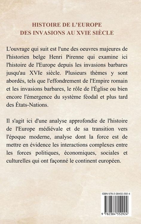 Produktbild: Histoire de l'Europe des invasions au XVIe si&egrave;cle