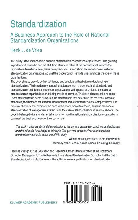 Produktbild: Standardization: A Business Approach to the Role of National Standardization Organizations