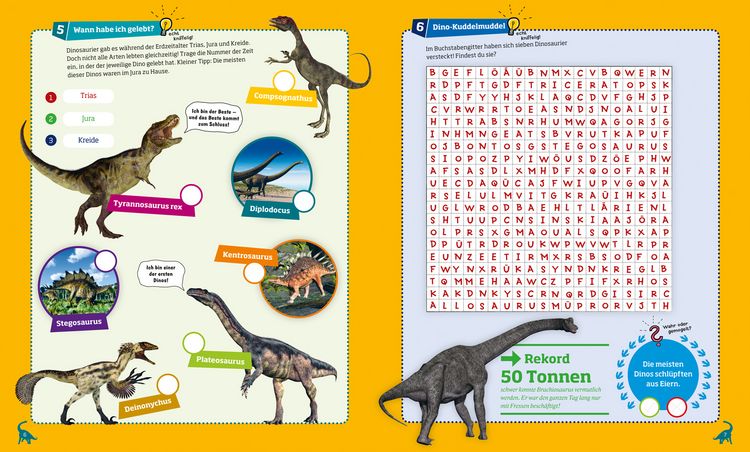 Produktbild: WAS IST WAS R&auml;tseln und Stickern: Dinosaurier