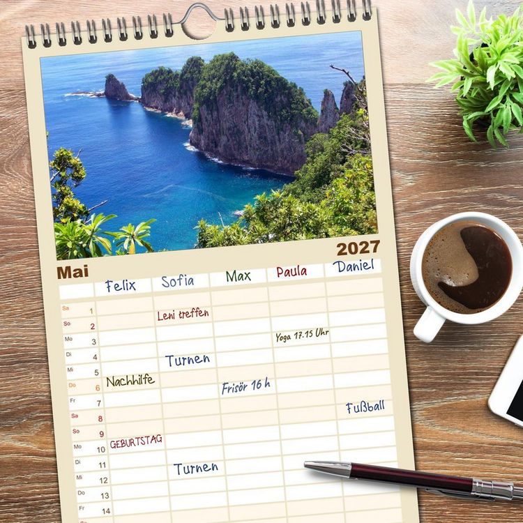 Produktbild: Familienplaner 2027 - Urlaubstr&auml;ume mit 5 Spalten (Wandkalender, 21 x 45 cm) CALVENDO