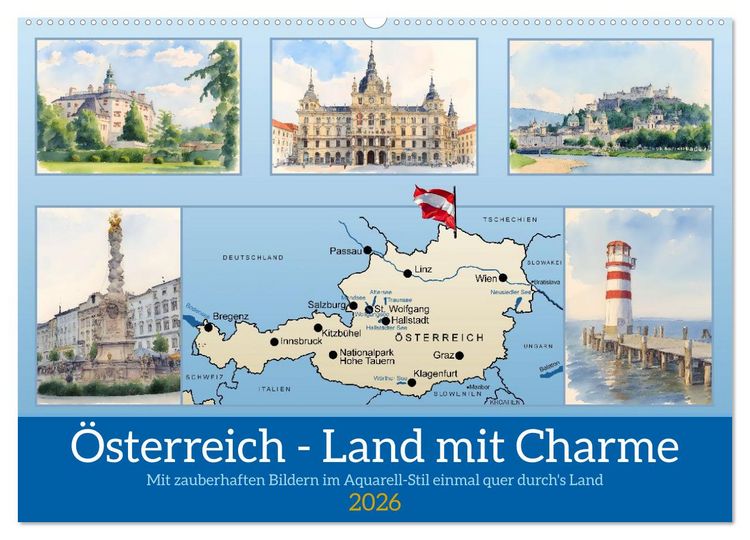 Produktbild: &Ouml;sterreich - Land mit Charme (Wandkalender 2026 DIN A2 quer), CALVENDO Monatskalender