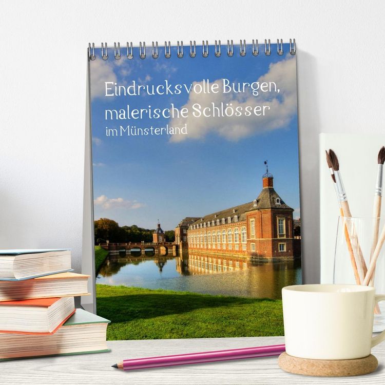 Produktbild: Eindrucksvolle Burgen, malerische Schl&ouml;sser im M&uuml;nsterland (Tischkalender 2026 DIN A5 hoch), CALVENDO Monatskalender