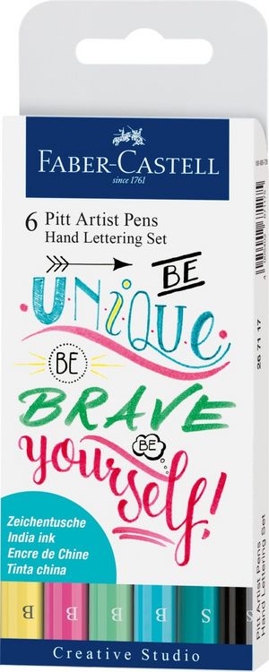 Produktbild: Faber-Castell Tuschestifte Pitt Artist Pens Hand Lettering, Pastell, 6er Etui