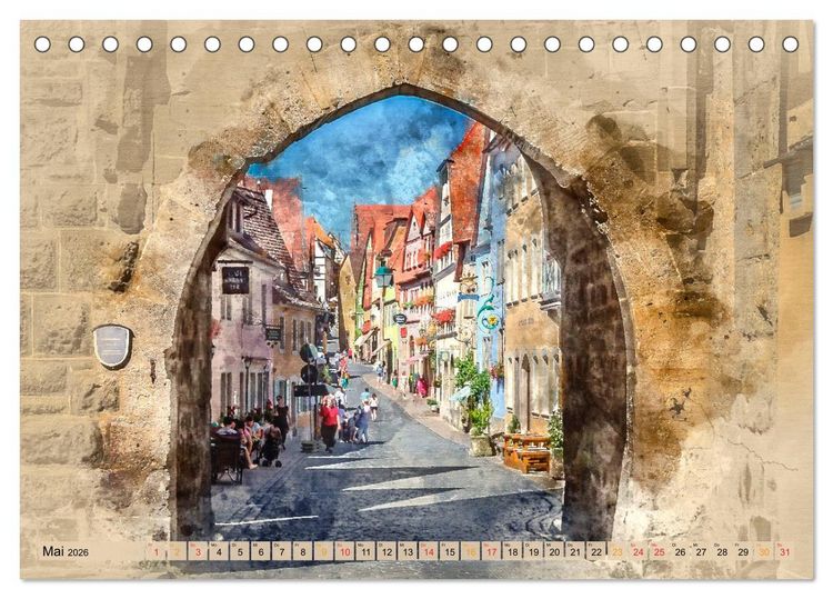 Produktbild: Romantische St&auml;dte - Rothenburg ob der Tauber (Tischkalender 2026 DIN A5 quer), CALVENDO Monatskalender