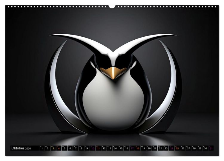 Produktbild: PINGUINE - modern Art (Wandkalender 2026 DIN A2 quer), CALVENDO Monatskalender