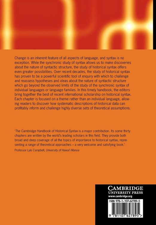 Produktbild: The Cambridge Handbook of Historical Syntax