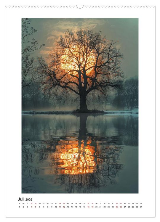 Produktbild: Spiegelungen - Reflektierte Sch&ouml;nheiten der Natur (Wandkalender 2026 DIN A2 hoch), CALVENDO Monatskalender