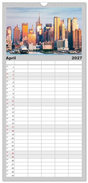 Produktbild: Familienplaner 2027 - New York City - Atemberaubende Ansichten mit 5 Spalten (Wandkalender, 21 x 45 cm) CALVENDO