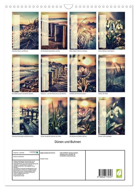 Produktbild: D&uuml;nen und Buhnen (Wandkalender 2027 DIN A3 hoch), CALVENDO Monatskalender