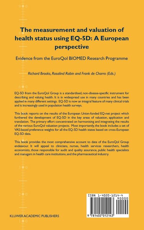 Produktbild: The Measurement and Valuation of Health Status Using EQ-5D: A European Perspective