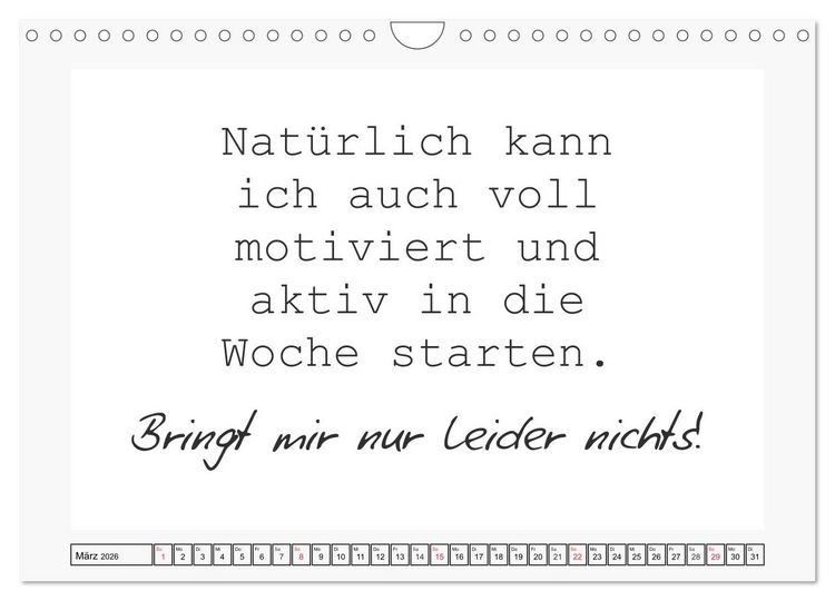 Produktbild: Typo-Kalender f&uuml;r das B&uuml;ro. Sarkasmus und fiese Spr&uuml;che (Wandkalender 2026 DIN A4 quer), CALVENDO Monatskalender